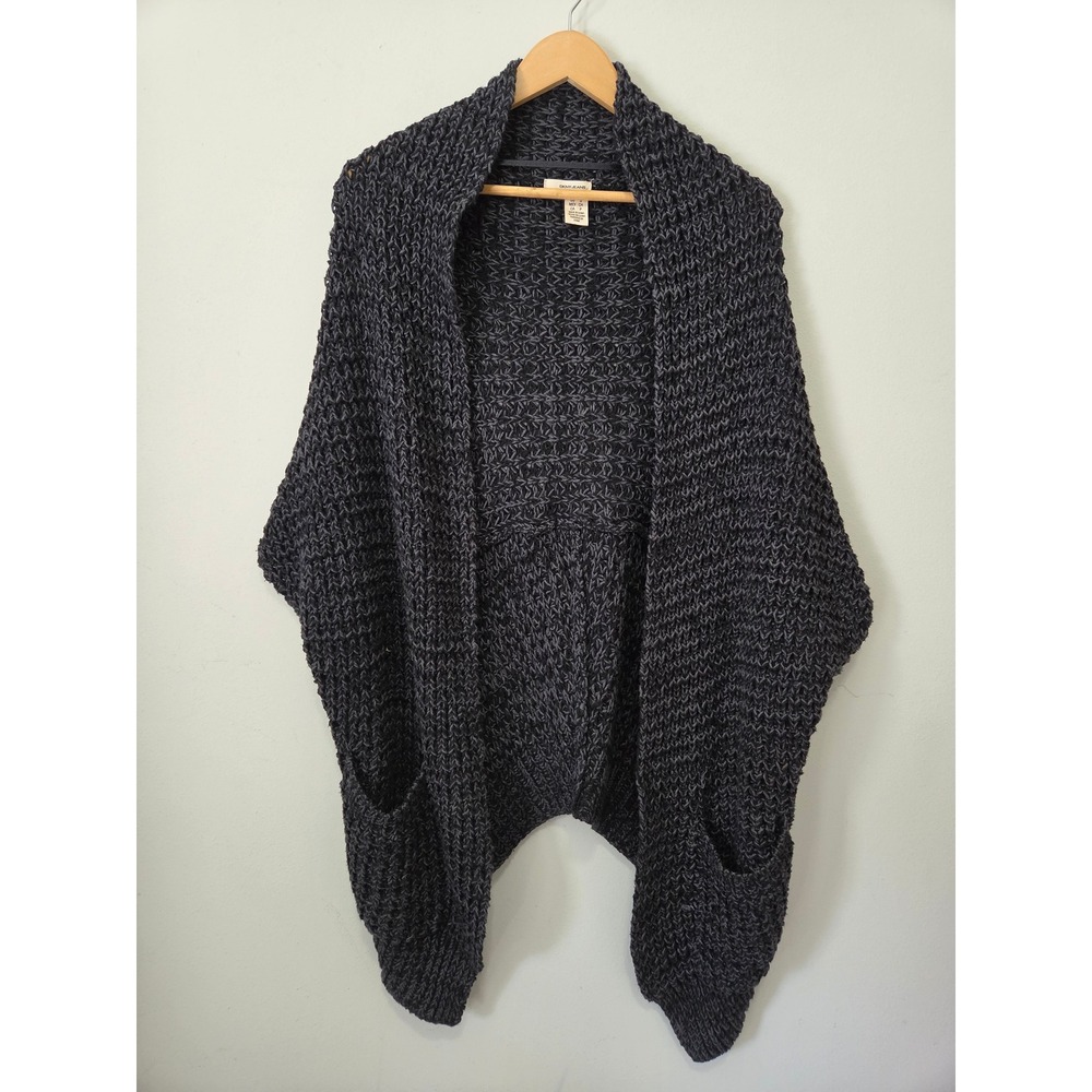 DKNY Jeans Womens Charcoal Gray Chunky Knit Cocoon Cardigan Sweater Pockets S